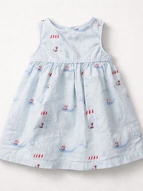 Gymboree light blue cats in gondolas Venice print cotton dress size 18-24 months